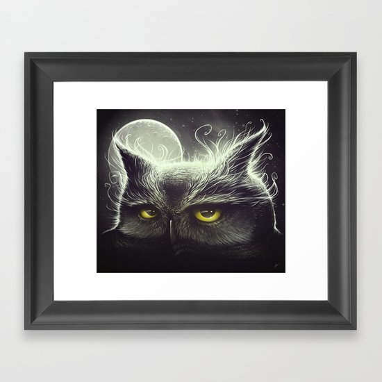 Owl & The Moon Framed Art Print