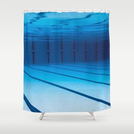 Underwater Empty Swimming Pool. Shower Curtain