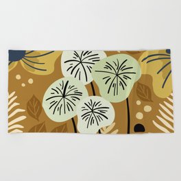 Modern Pretty Foliage Floral Pattern Beach Towel