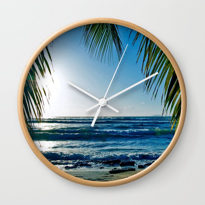 sunset surf Wall Clock