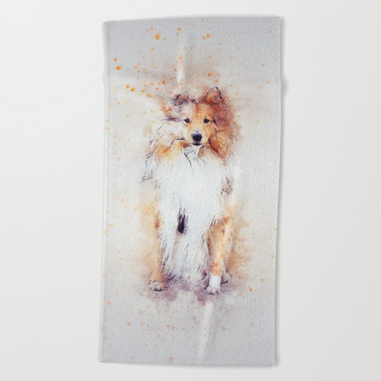 Collie Abstract Beach Towel