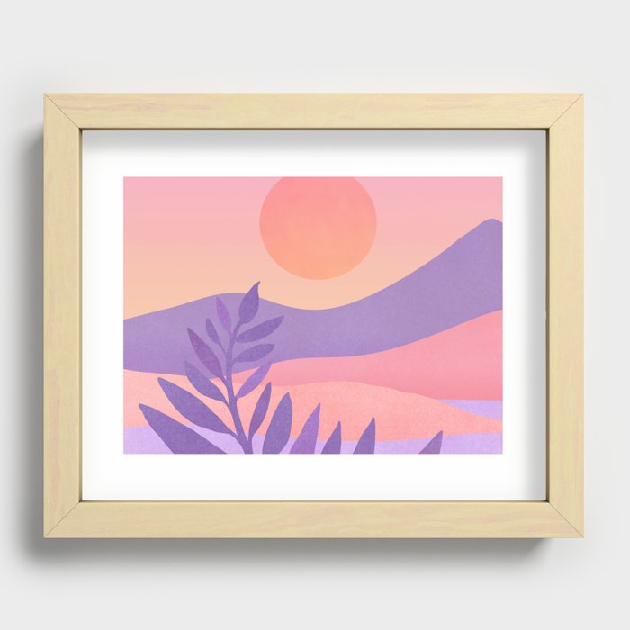 Oasis Sunset / Abstract Landscape Recessed Framed Print