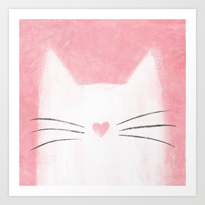 Kitten Heart - Pink Art Print