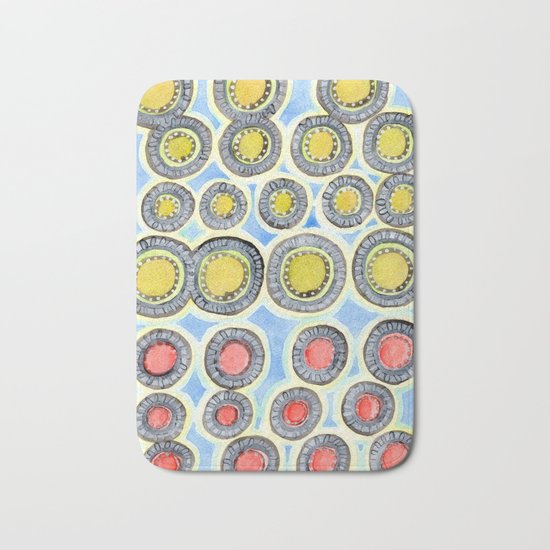 Yellow and Red Sunshine Pattern Bath Mat