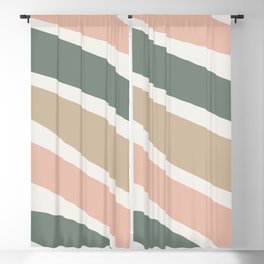 Colorful Stripes, Green, Blush Pink, Beige, Geometric Art Blackout Curtain