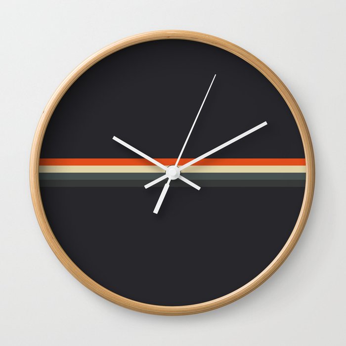 Fujitaka - Classic Dark Retro Stripes Wall Clock