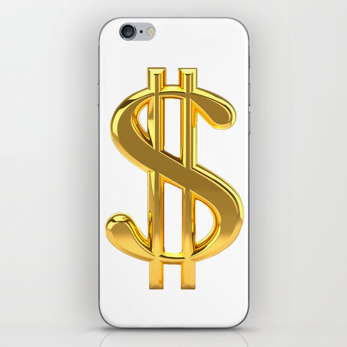 Gold Dollar Sign on White iPhone Skin