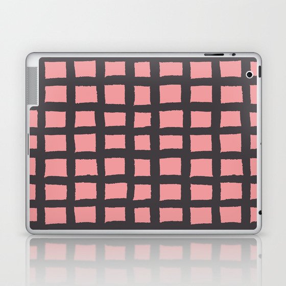 Pink & Black Rustic Scandi Checked Pattern Laptop & iPad Skin