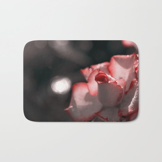 Pink floral Rose Flower - Flowers with sparkling waterdroplets on #Society6 Bath Mat