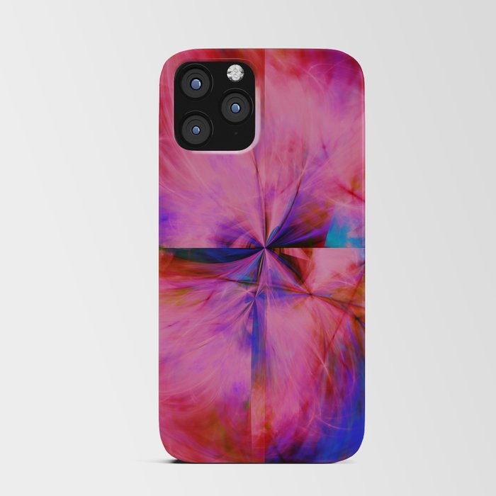 Pink and Blue Abstract Cross Splash Artwork iPhone Card Case