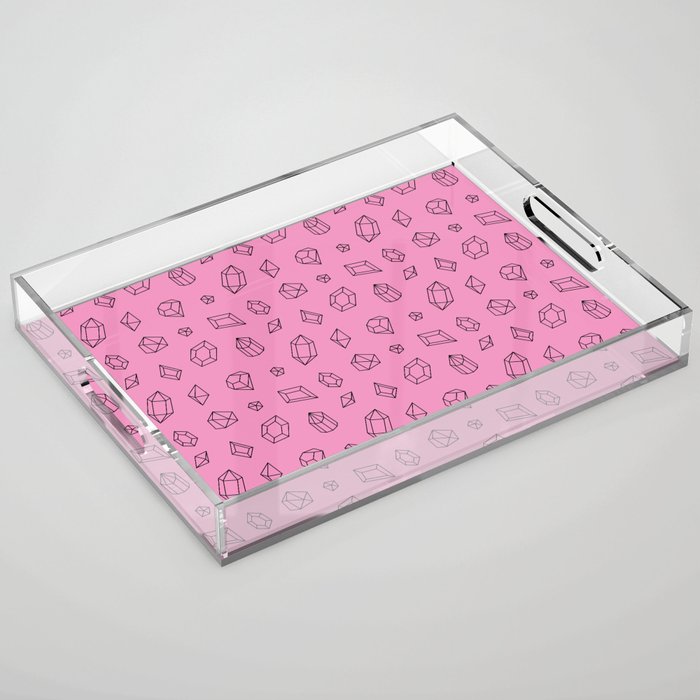 Pink and Black Gems Pattern Acrylic Tray