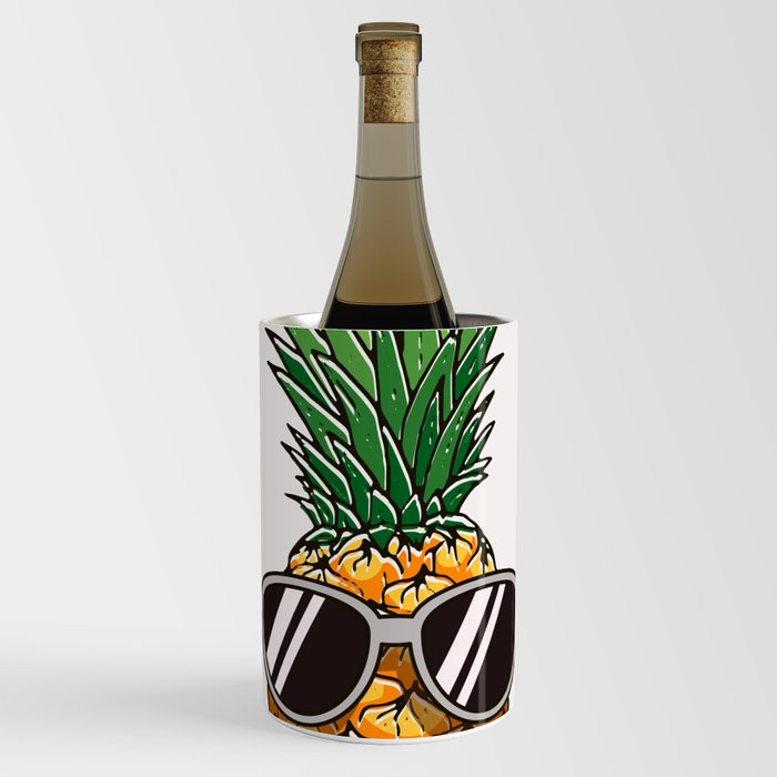 Summer Time Pineapple With Sunglasses Wine Chiller
