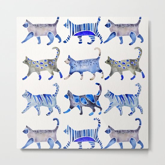 Cat Collection – Blue Palette Metal Print