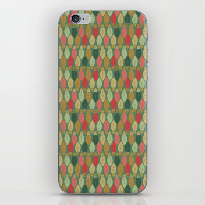 Retro Christmas Lights Green iPhone Skin