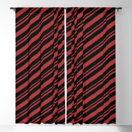 [ Thumbnail: Brown & Black Colored Lines Pattern Blackout Curtain ]