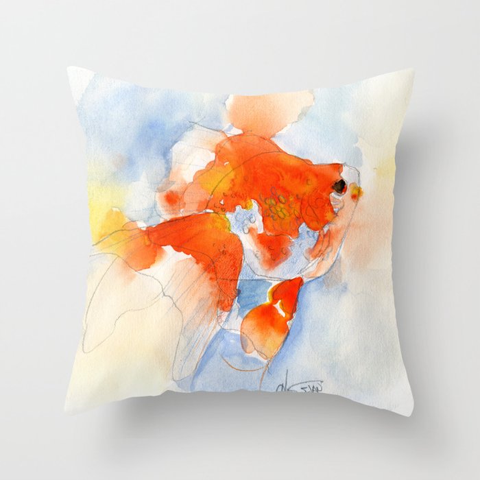 Watercolor Goldfish 5 Throw Pillow