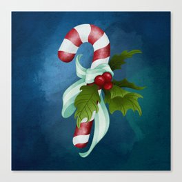 Christmas Night Candy Cane Canvas Print