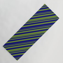 [ Thumbnail: Green & Blue Colored Striped/Lined Pattern Yoga Mat ]