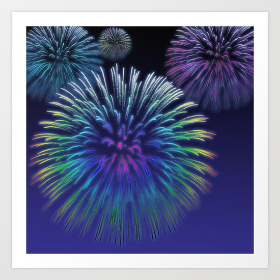 Colorful Fireworks Art Print