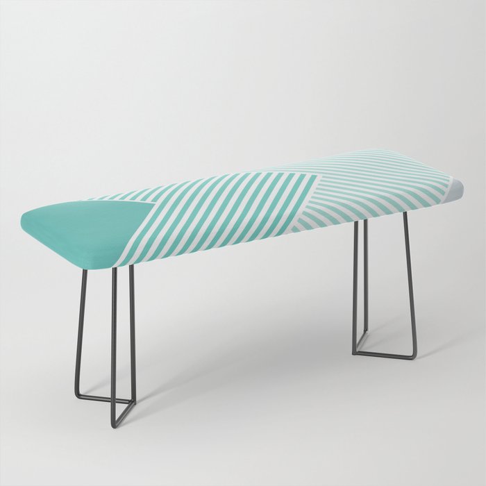 Teal Vibes - Geometric Triangle Stripes Bench