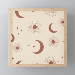Solstice Sun & Moon (Tan) Framed Mini Art Print