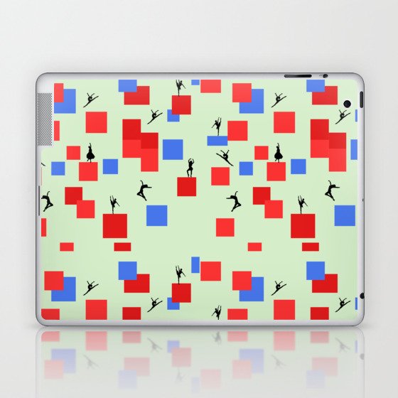 Dancing like Piet Mondrian - Composition in Color A. Composition with Red, and Blue on the light green background Laptop & iPad Skin