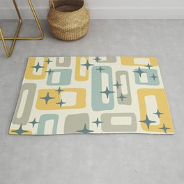 Mid Century Modern Abstract 132 Winter Yellow Gray and Blue Area & Throw Rug