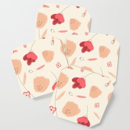 Pink Poppies Seamless Pattern Coaster