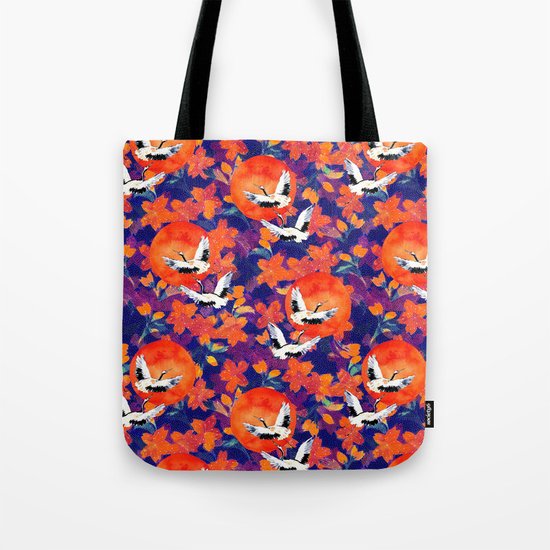 Japanese Garden: Cranes, Sun and Blossoms DK Tote Bag