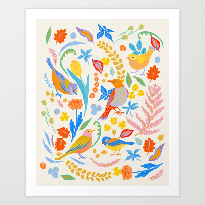 Vibrant Flora and Fauna Art Print