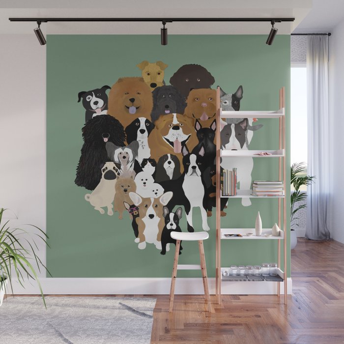 Dogs A Cat And A Chicken Wall Mural By Ellejaidizigns Society6