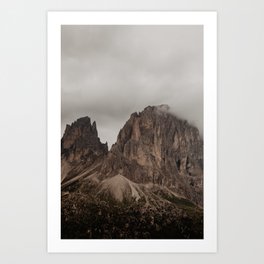 Mountains vertical landscape - Mountain peaks Dolomites Alps North Italy Europe l Nature travel photography photo print Art Print