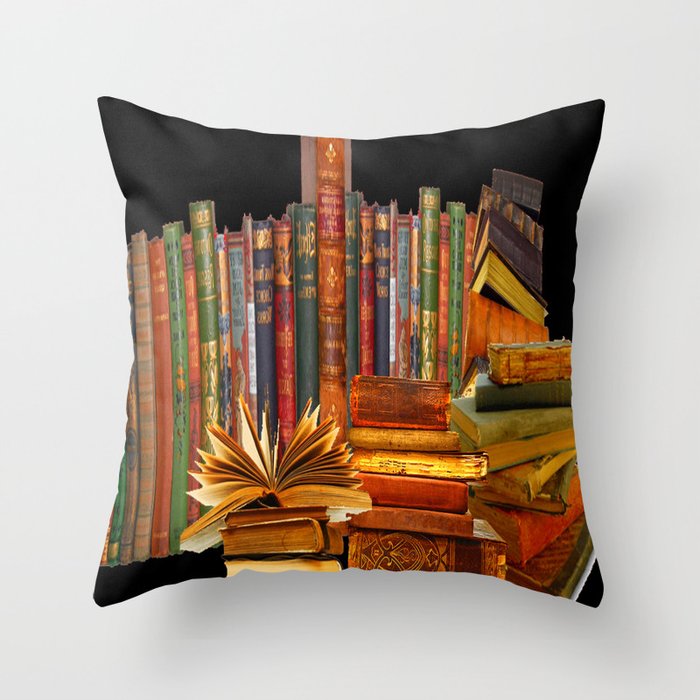 SHABBY CHIC ANTIQUE LIBRARY BOOKS, LEDGERS &  BOOKS Throw Pillow
