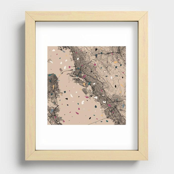 USA, Oakland City Map - Terrazzo Collage Recessed Framed Print