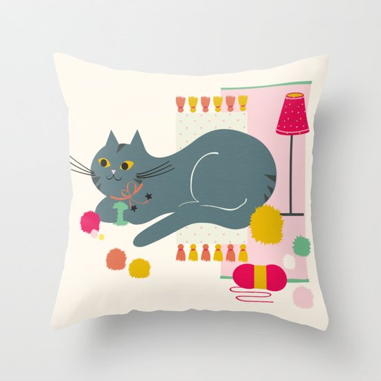 Cosy Cat Throw Pillow