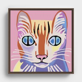 Alien Tabby Cat with Four Pupils Framed Canvas
