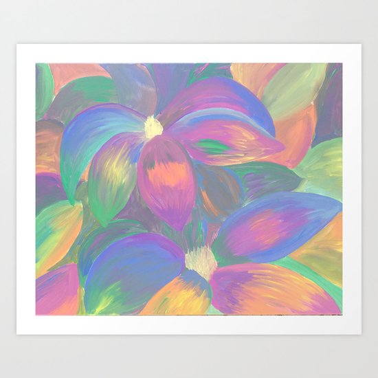 Neon Flower Pattern Art Print