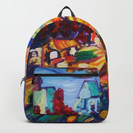 Rushing From Downtown Backpack | Acrylicart, Landscape, Cityart, Morganralston, Cityscapes, Cities, Acrylicpaintings, Canadianart, Vancouver, Painting 