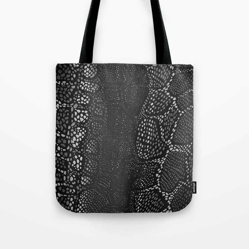 Black snakeskin tote bag