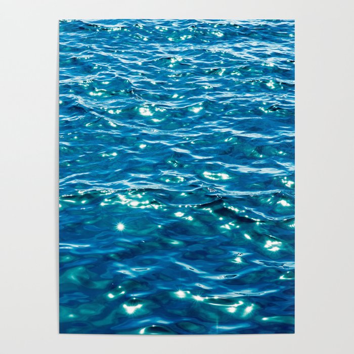 Sparkly Ocean Waves - Vibrant Marine Blue Poster