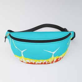 wind turbine in the desert with blue sky Fanny Pack