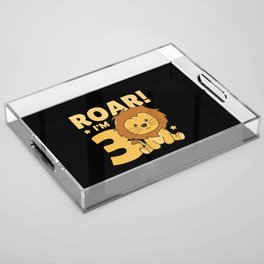 Kids 3rd Birthday Leo 3 Years Old Acrylic Tray