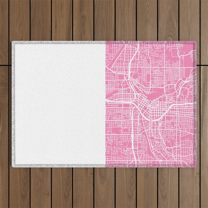 Atlanta map pink Outdoor Rug