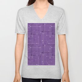 65 MCMLXV Cosplay Purple Arrows Plaid Pattern V Neck T Shirt