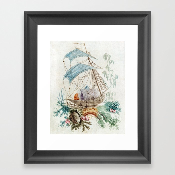 Chinoiserie Embroidery Framed Art Print