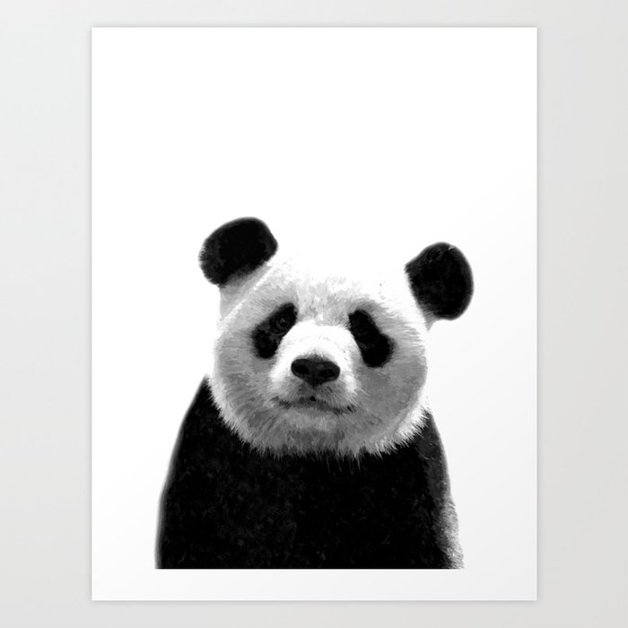 Black and white panda portrait Art Print