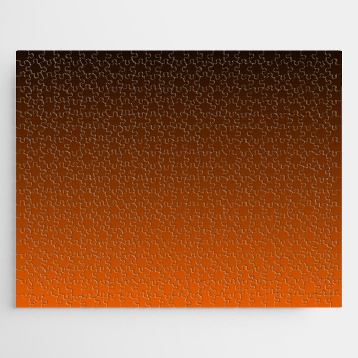 Autumn Burnt Orange And Black Gradient Ombre Pattern Jigsaw Puzzle