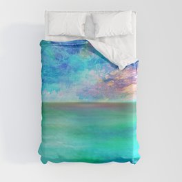 Ocean at Sunrise Duvet Cover | Ocean, Landscape, Fantasy, Seascape, Graphicdesign, Sunrise, Abstract, Digitalart, Apophysis, Digital 