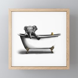 Elephant in Bath Framed Mini Art Print