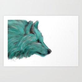 Teal Wolf Art Print